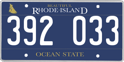 RI license plate 392033