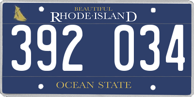RI license plate 392034
