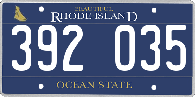 RI license plate 392035