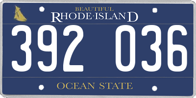 RI license plate 392036