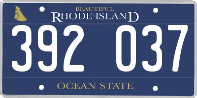 RI license plate 392037