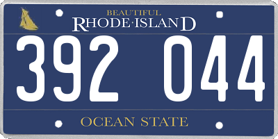 RI license plate 392044