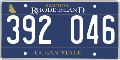 RI license plate 392046