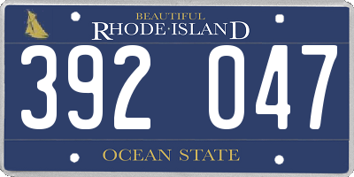 RI license plate 392047