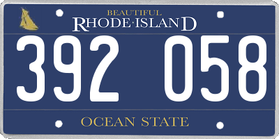RI license plate 392058