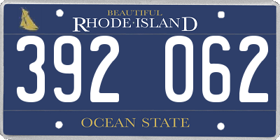 RI license plate 392062
