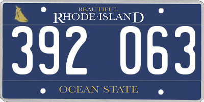 RI license plate 392063