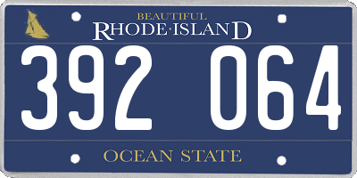 RI license plate 392064