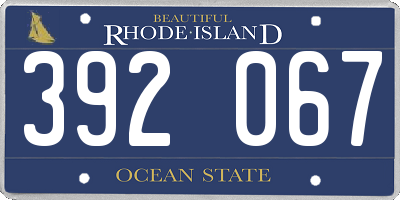 RI license plate 392067
