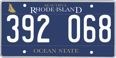 RI license plate 392068