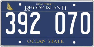RI license plate 392070