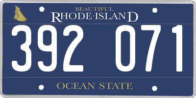 RI license plate 392071
