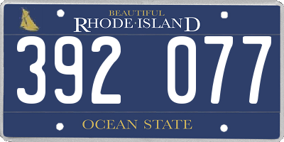 RI license plate 392077