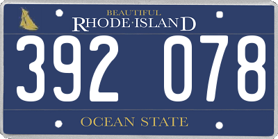 RI license plate 392078