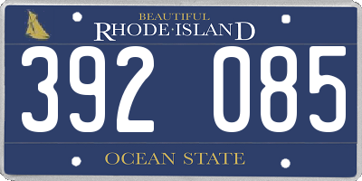 RI license plate 392085
