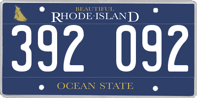RI license plate 392092