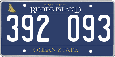 RI license plate 392093