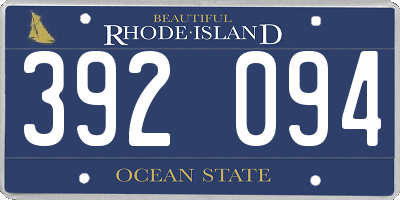 RI license plate 392094