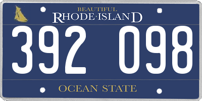 RI license plate 392098