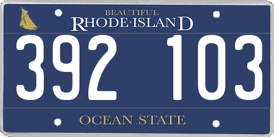 RI license plate 392103