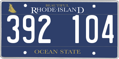 RI license plate 392104