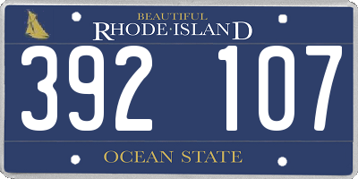 RI license plate 392107