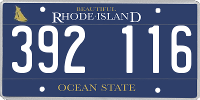RI license plate 392116