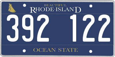 RI license plate 392122