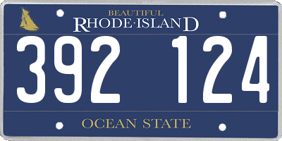RI license plate 392124