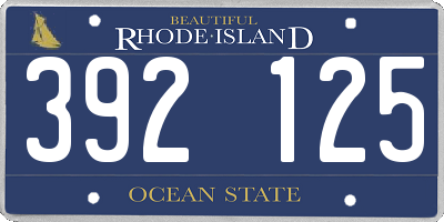 RI license plate 392125