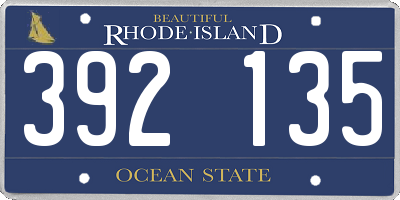 RI license plate 392135
