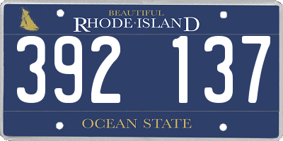 RI license plate 392137