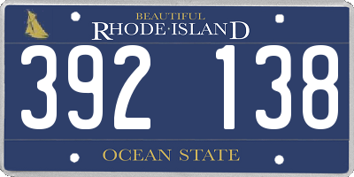 RI license plate 392138