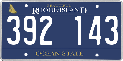 RI license plate 392143