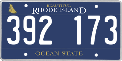 RI license plate 392173