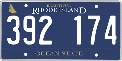 RI license plate 392174