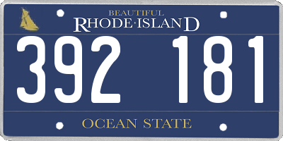 RI license plate 392181