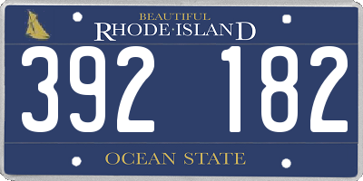 RI license plate 392182