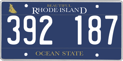 RI license plate 392187