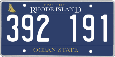 RI license plate 392191