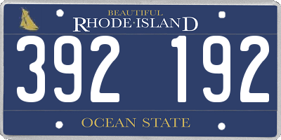 RI license plate 392192