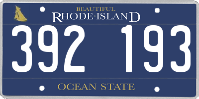 RI license plate 392193