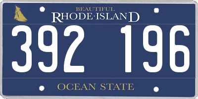 RI license plate 392196