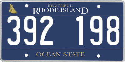 RI license plate 392198