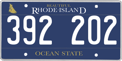 RI license plate 392202