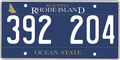 RI license plate 392204