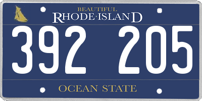 RI license plate 392205