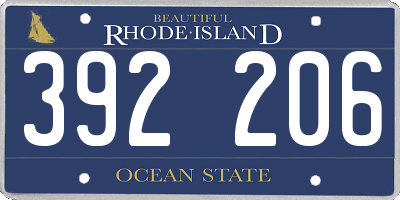 RI license plate 392206