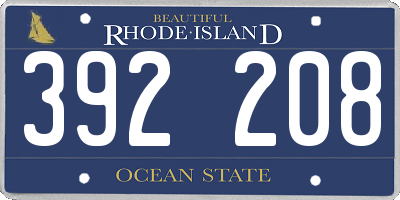 RI license plate 392208
