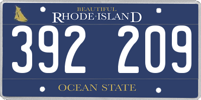 RI license plate 392209